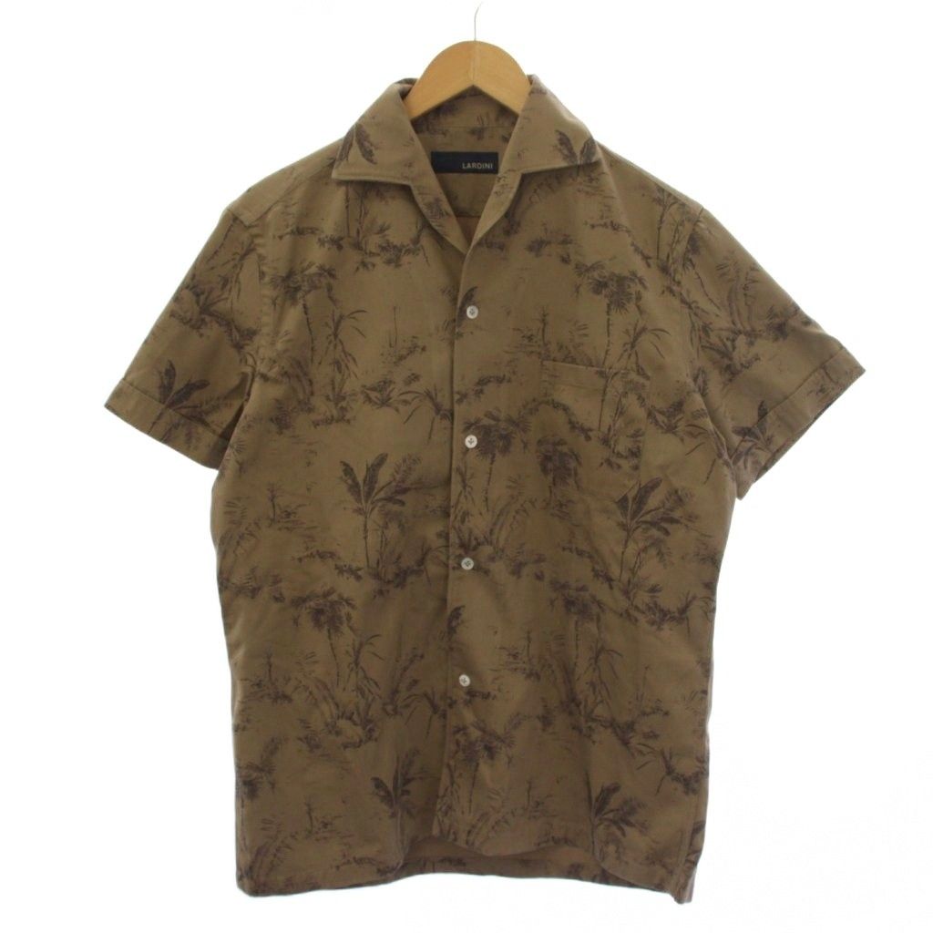 ラルディーニ LARDINI シャツ 半袖 オープンカラー 総柄 S 茶 /BM