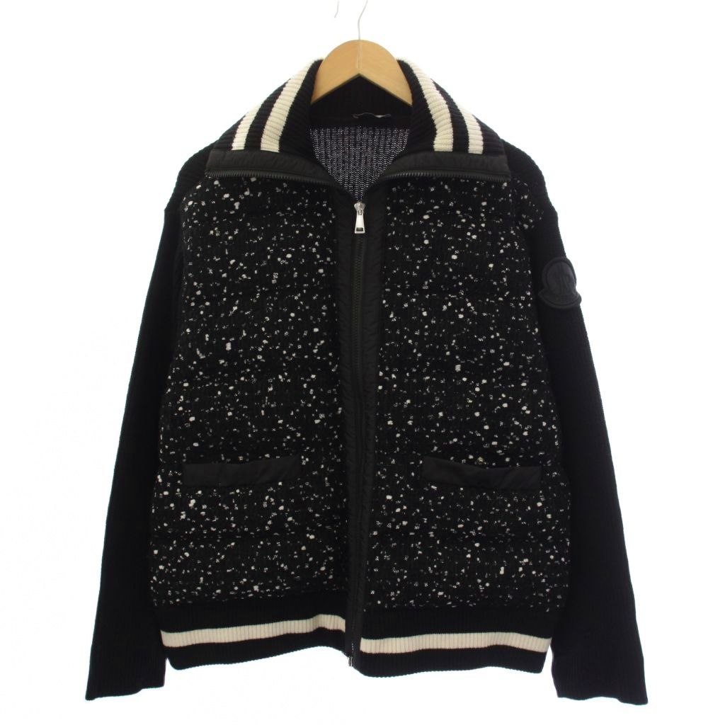 モンクレール MONCLER 23AW CARDIGAN TRICOT ダウンジャケット ジップアップ ニット切替 ウール M 黒 I20939B00002 /BM