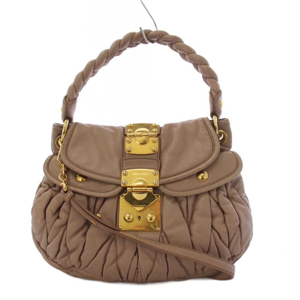 ミュウミュウ miumiu マテラッセ ハンドバッグ ショルダーバッグ 2WAY レザー ピンク /KH ■OH
