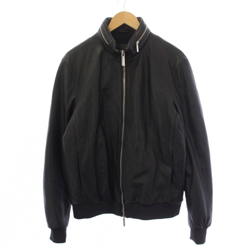 エンポリオアルマーニ EMPORIO ARMANI ラムレザージャケット ジップアップ 中綿 50 黒 41B14P 41P17 /BM