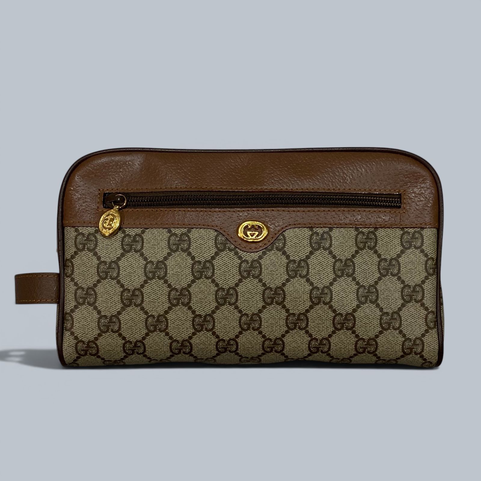 グッチ GUCCI GGキャンバスレザー クラッチ ポーチ ベージュ系 KT60-G-KG