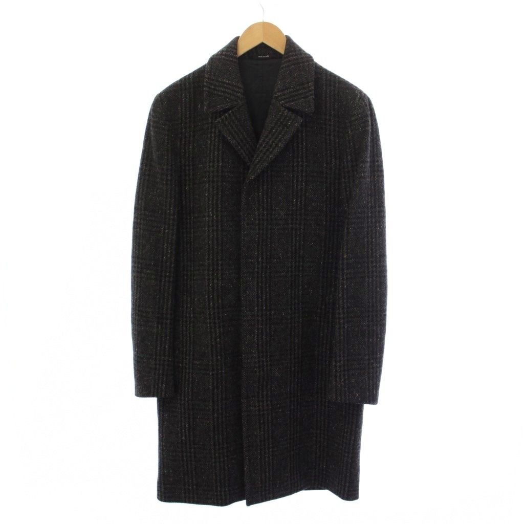 メゾンマルジェラ 14 Maison Margiela 14 12AW チェスターコート ロング チェック柄 ウール 46 茶 黒 S50AA0007 /BM