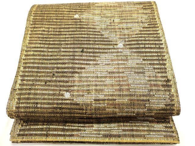 平和屋着物▽六通柄袋帯　スリーシーズン　春夏秋　菱文　金糸　正絹　逸品　DABH1769cd