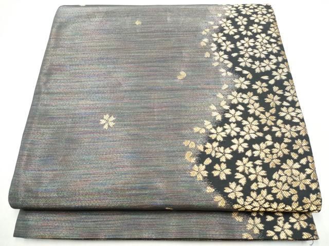 平和屋着物●染色作家　斉藤三才　六通柄袋帯　舞桜文　金糸　正絹　逸品　CABI8926hy