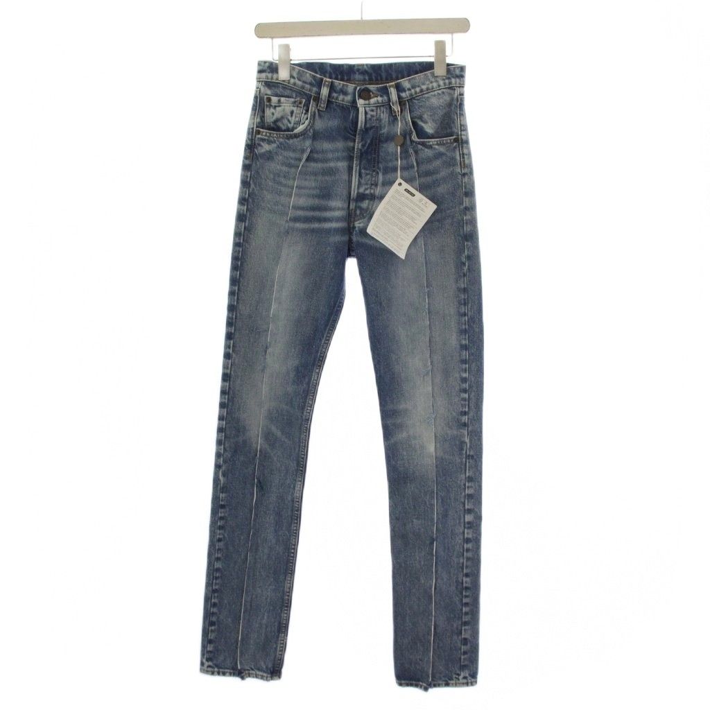 メゾンマルジェラ 1 Maison Margiela 1 21SS 再構築 トリム リサイクルジーンズ デニムパンツ ボタンフライ USED加工 36 インディゴ S51LA0139 S30744 /BM