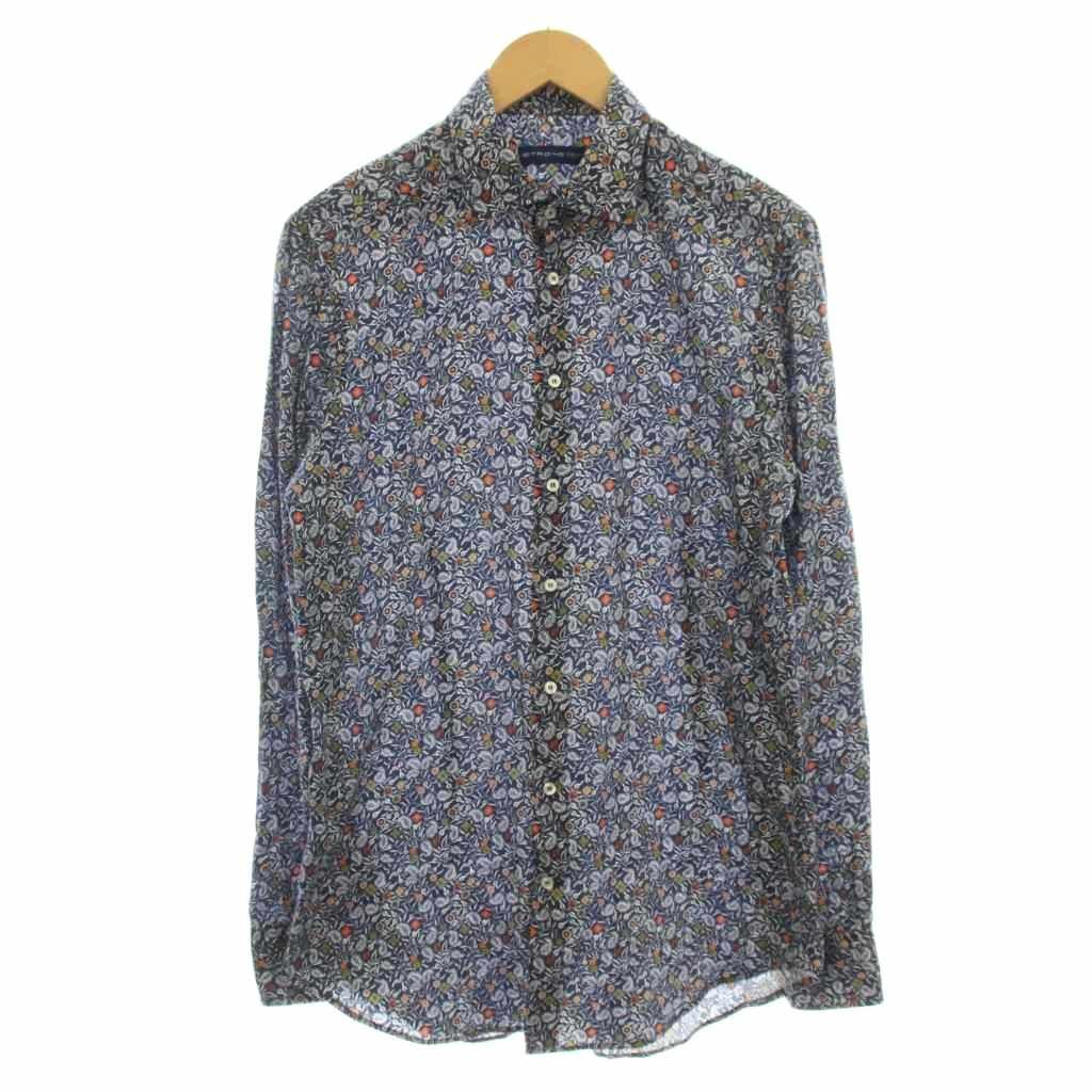 エトロ ETRO シャツ ペイズリー柄 長袖 M相当 ネイビー 紺 /☆G