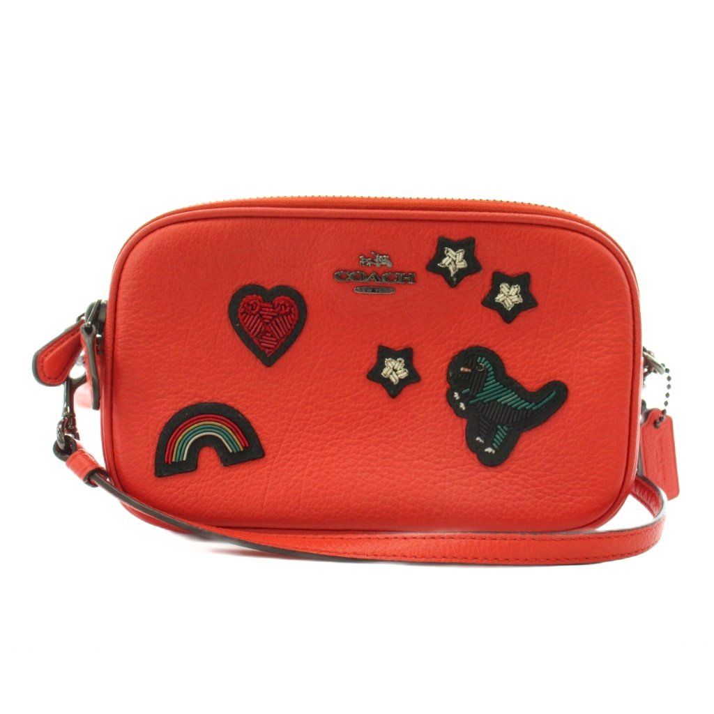 コーチ COACH ショルダーバッグ アップリケ 恐竜 レザー 赤 レッド 57866 /AN49