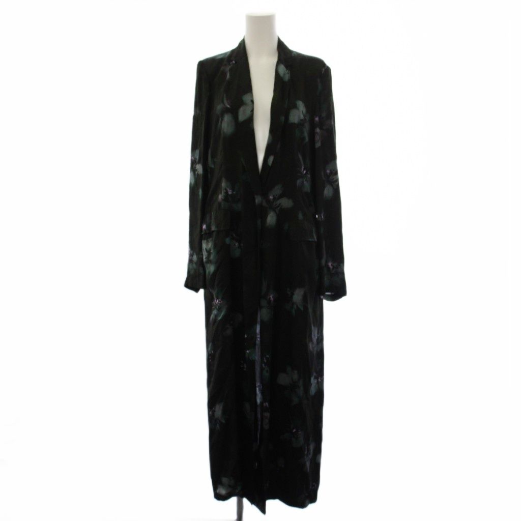 ドリスヴァンノッテン DRIES VAN NOTEN シャツ ワンピース ロング 長袖 花柄 シルク 34 ブラック /BM