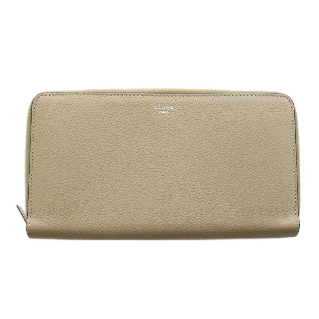 セリーヌ CELINE 長財布 ラウンドファスナー 小銭入れ レザー ベージュ /AN14 ■OH