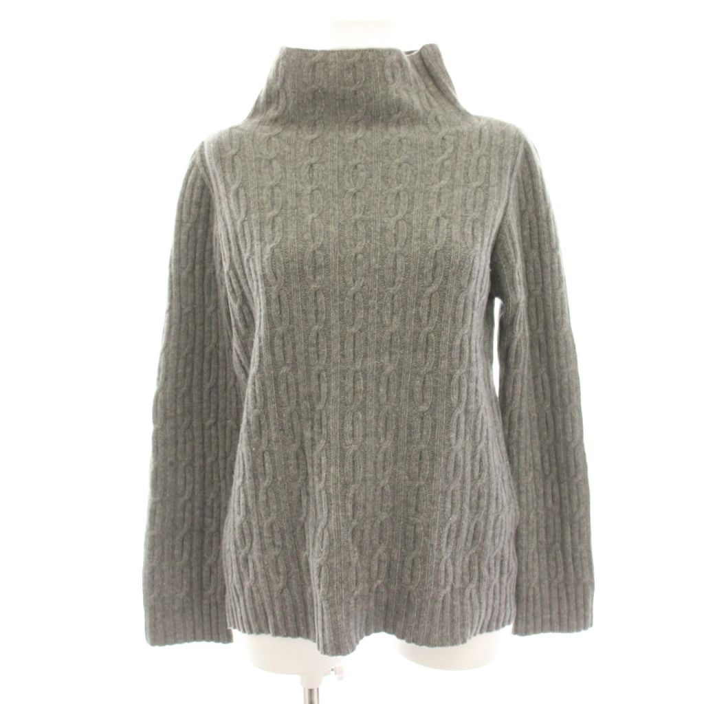 マックスマーラ MAX MARA ニット セーター 長袖 ハイネック ケーブル編み ウール カシミヤ混 S グレー /HN