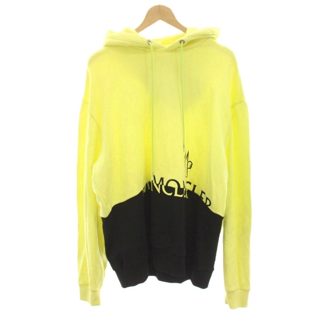 モンクレール MONCLER 23AW MAGLIA CON CAPPUCCIO パーカー スウェット プルオーバー プリント 長袖 XL 黒 ブラック 黄色 イエロー G20918G00040 /HN