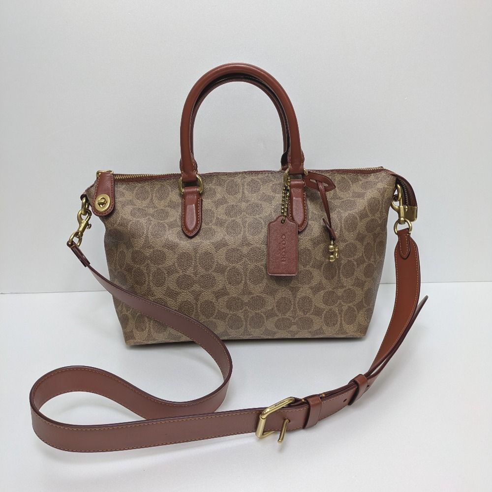 Dz812961 コーチ ハンドバッグ カラ サッチェル シグネチャー CE742 レディース COACH 中古美品