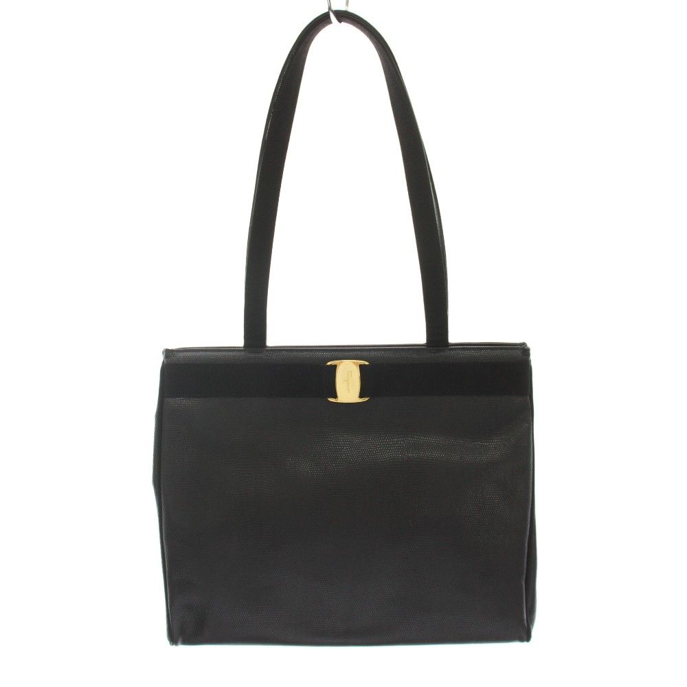 サルヴァトーレフェラガモ Salvatore Ferragamo トートバッグ レザー ヴァラ 黒 ブラック 21 2530/79 /YT ■OH