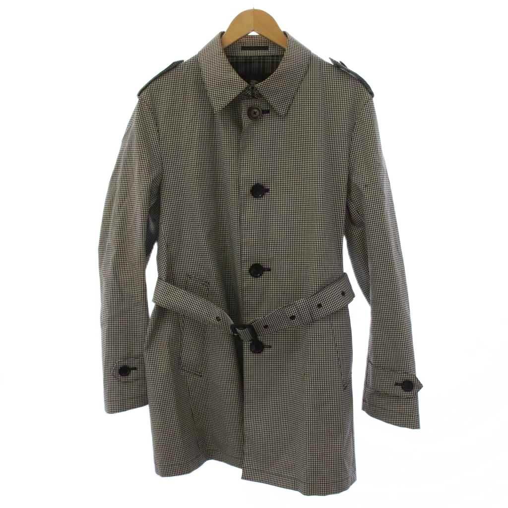 バーバリーブラックレーベル BURBERRY BLACK LABEL スプリングコート ミドル丈 チェック柄 LL 白 黒 D1A57-304-05 /BM