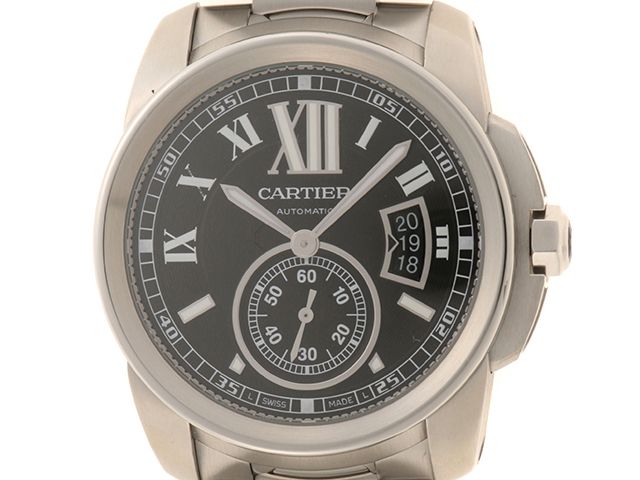 CARTIER カルティエ カリブル ドゥ カルティエLM W7100016 腕時計 スティール ブラック文字盤 自動巻き メンズ【中古】472