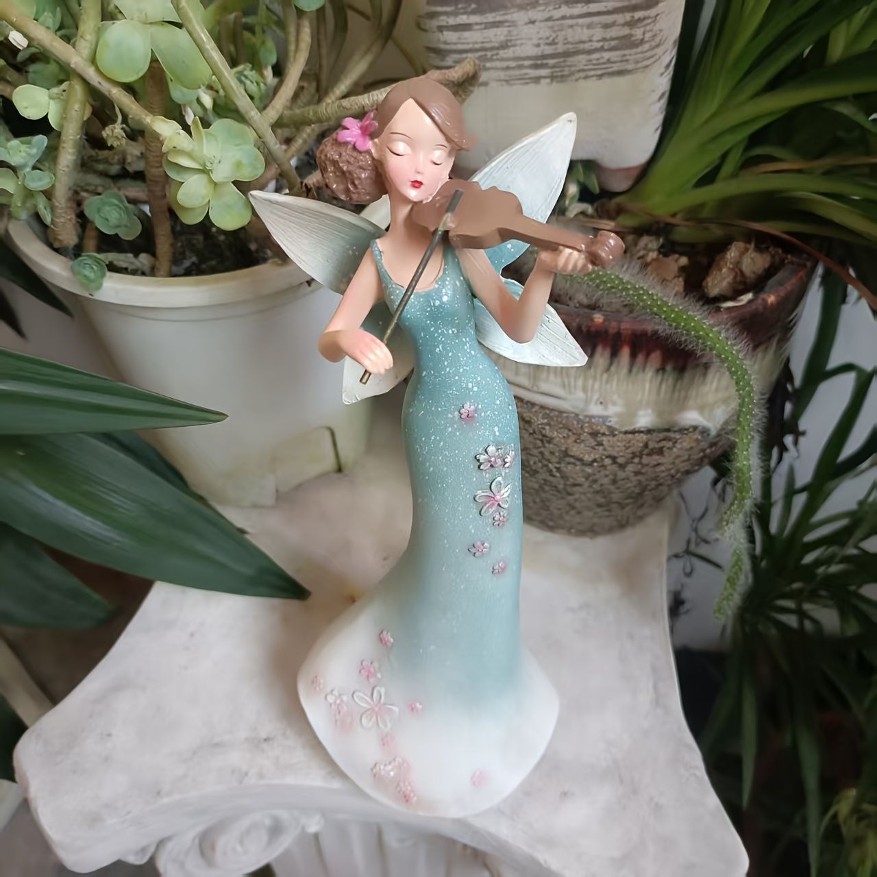 置物 オブジェ ガーデンオーナメント バイオリンを弾いている妖精 フェアリー 屋外 屋内 室内 インテリア 玄関 リビング ダイニング 装飾