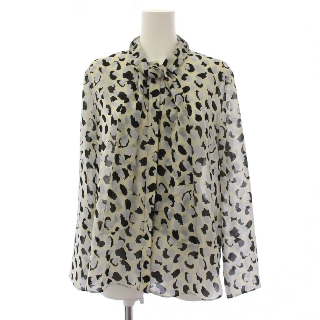 セオリーリュクス theory luxe SPECKLE PRINT RYNA L ボウタイシャツ ブラウス 長袖 総柄 38 ベージュ グレー 03-0108260 /BM