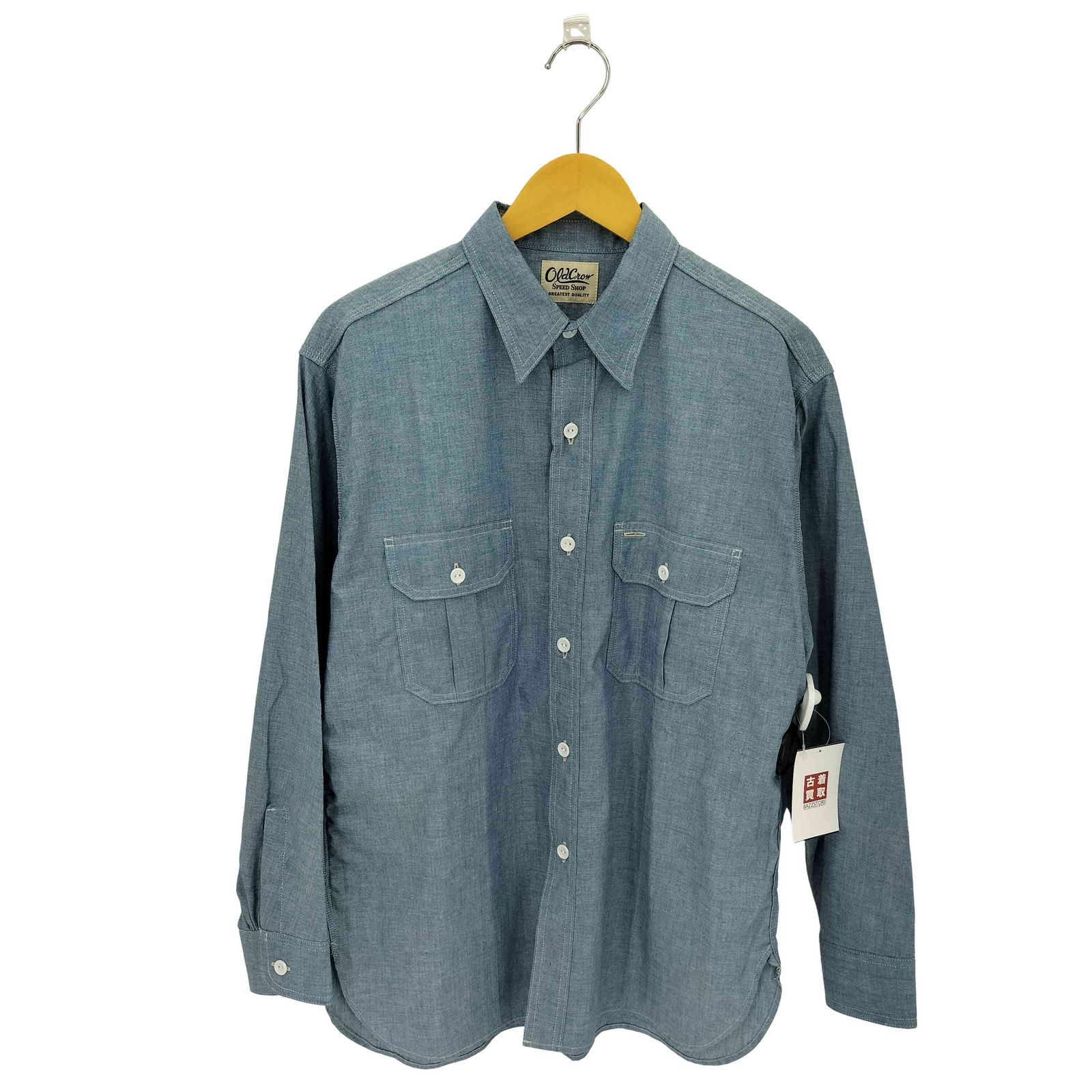 オールドクロウ OLD CROW CROW L/S WORK SHIRTS フロントポケット デニムシャンブレー長袖シャツ メンズ M