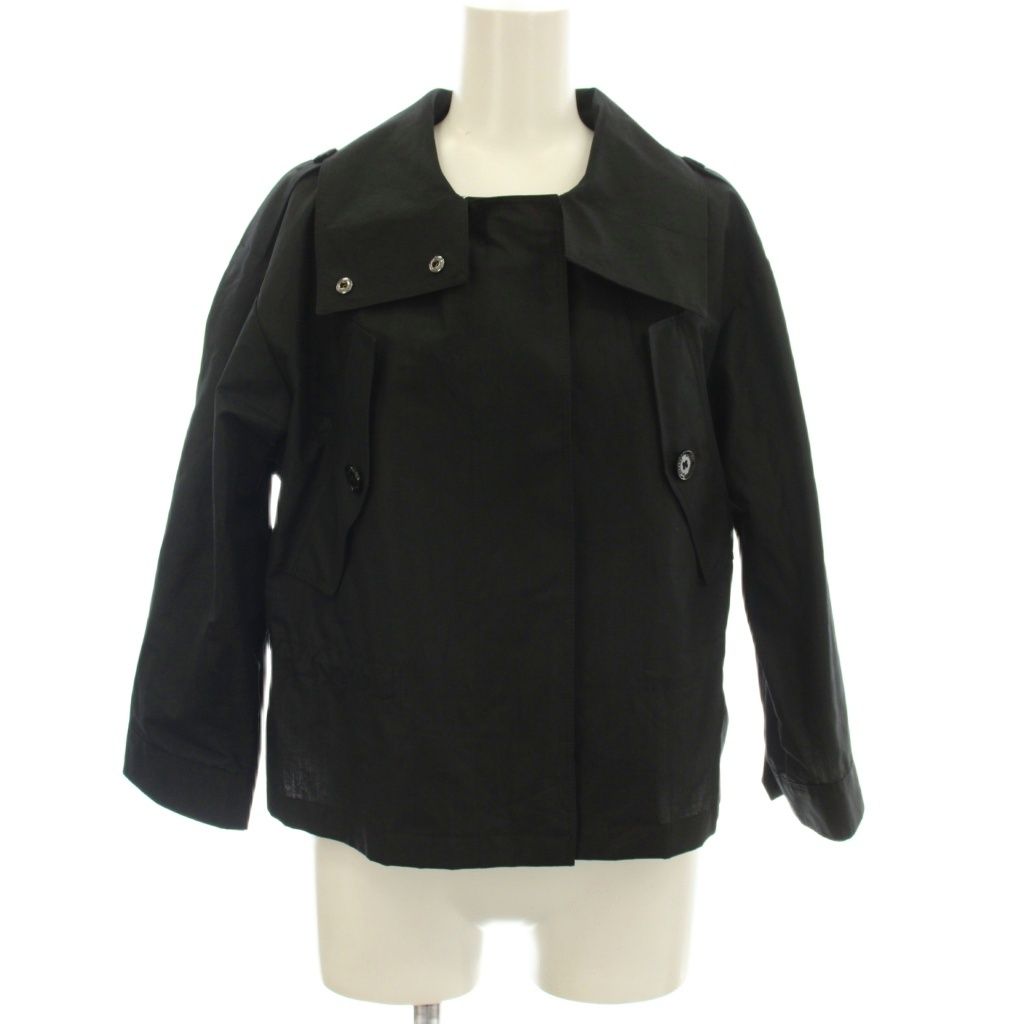 バーバリー ロンドン BURBERRY LONDON リネン混 ジャケット ショート丈 38 黒 ブラック B1E24-782-09 /☆G