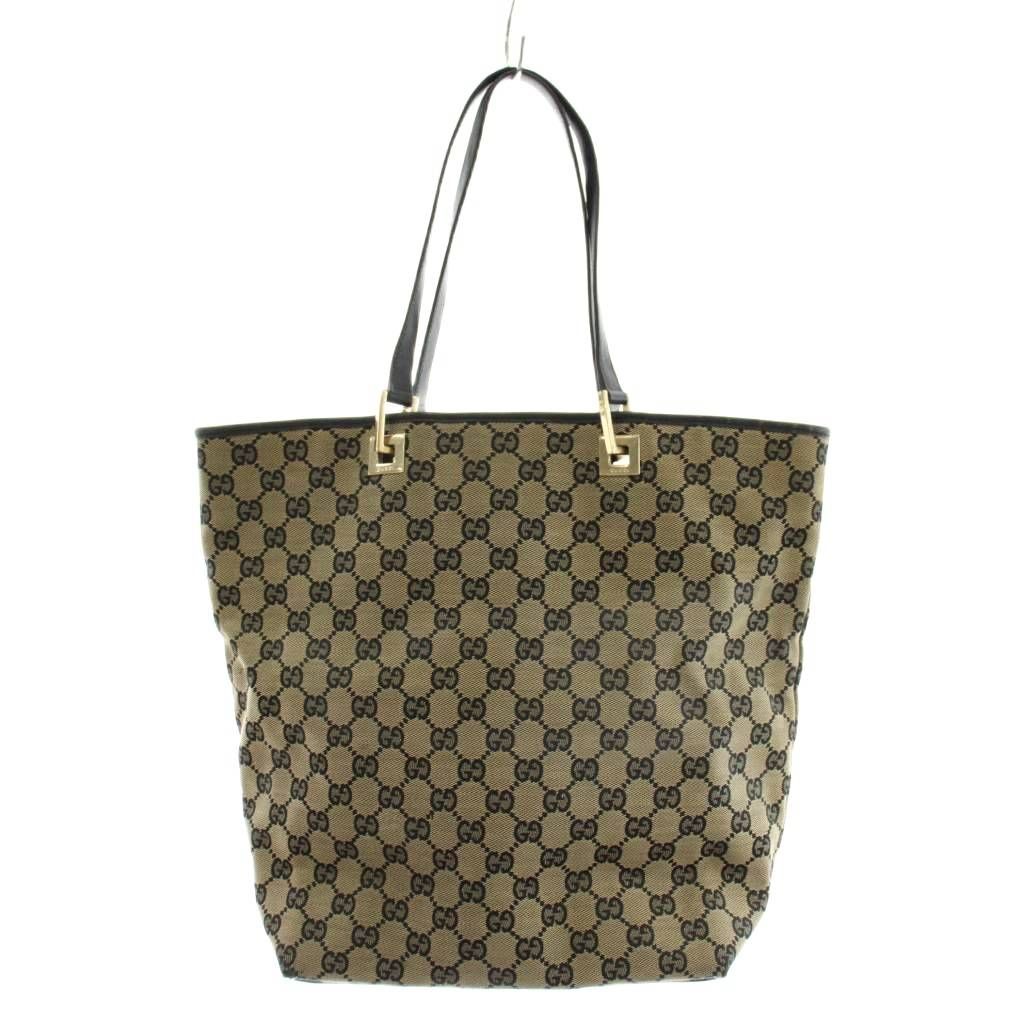 グッチ GUCCI GGキャンバス トートバッグ ショルダーバッグ レザー ベージュ 紺 ネイビー 002・1098 /AN48 ●D ■OH