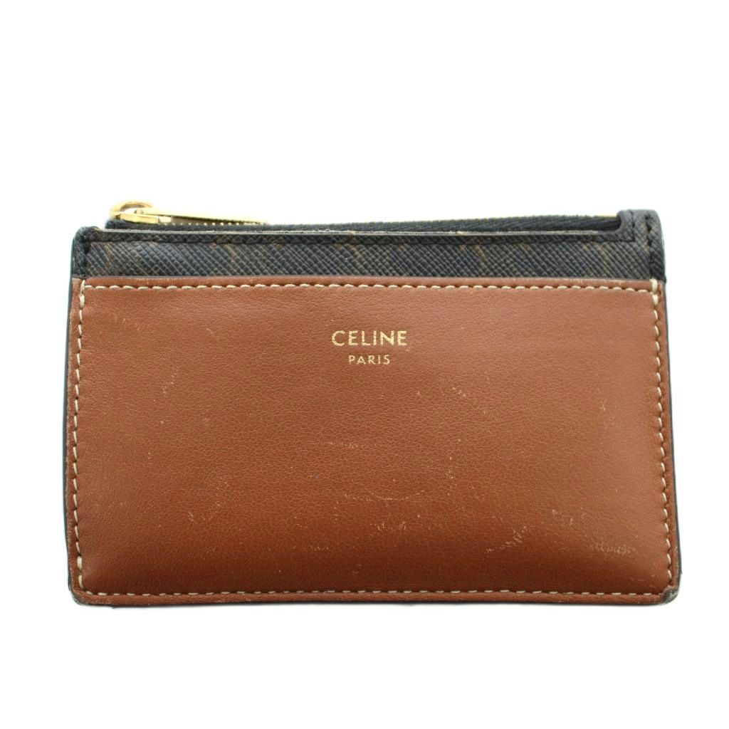 セリーヌ CELINE トリオンフ カードケース コインケース 小銭入れ 黒 ブラック 茶 ブラウン /AN15 ■OH