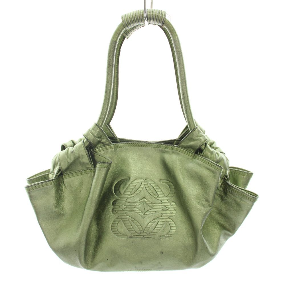 ロエベ LOEWE ナッパアイレ ハンドバッグ トートバッグ アナグラム レザー メタリックグリーン /YT ■OH