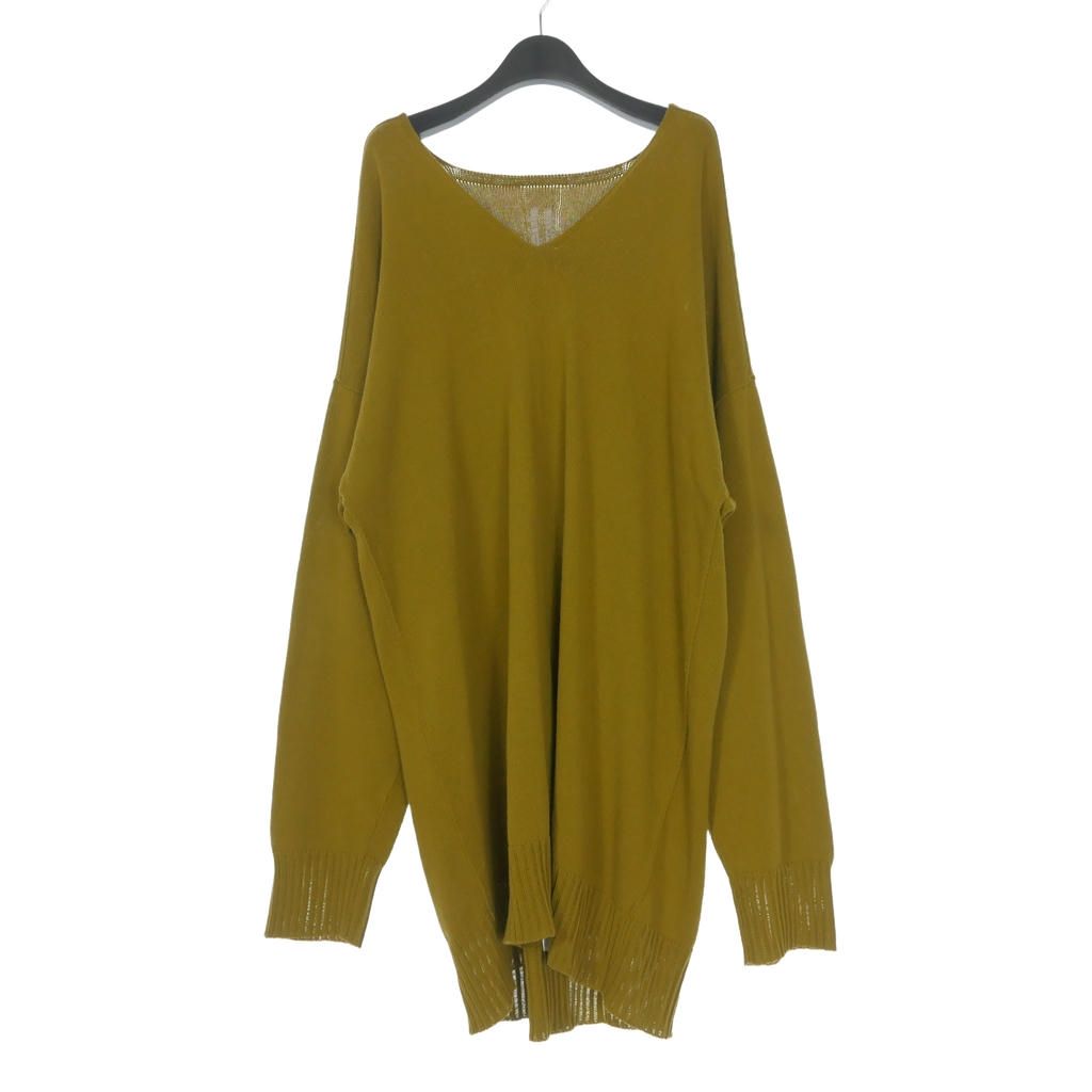 リックオウエンス Rick Owens 22SS TOMMY V KNIT トミー Vネックニット コットン セーター 長袖 M SULPHATE マスタード RU01B1662-KCR 国内正規