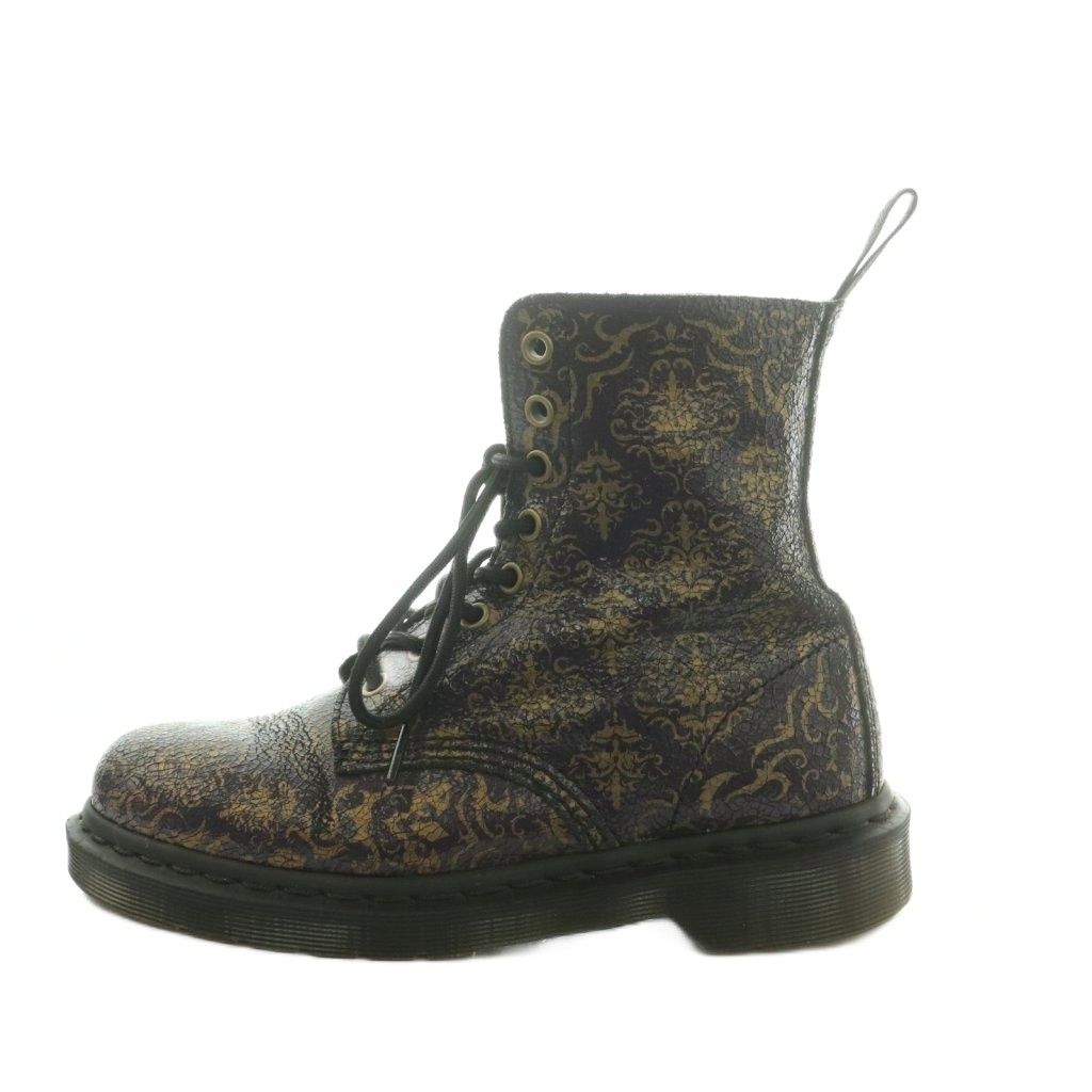 ドクターマーチン DR.MARTENS 1460 クラック加工 8ホールブーツ ショートブーツ レースアップ 総柄 US6 UK4 23.0cm 紫 パープル ベージュ /MI ■OS