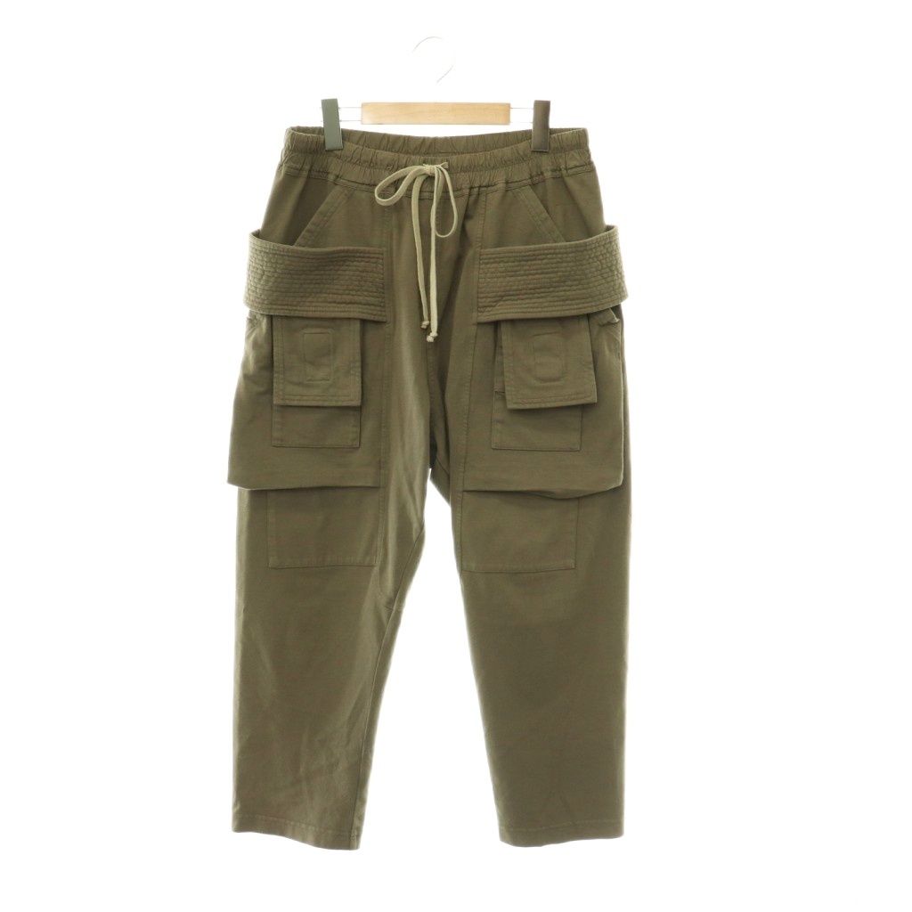 リックオウエンス Rick Owens ダークシャドウ Creatch Drawstring Cropped Cargo Pants クロップド カーゴパンツ イージー S カーキ DU02B4371-RIG /HS ■OS