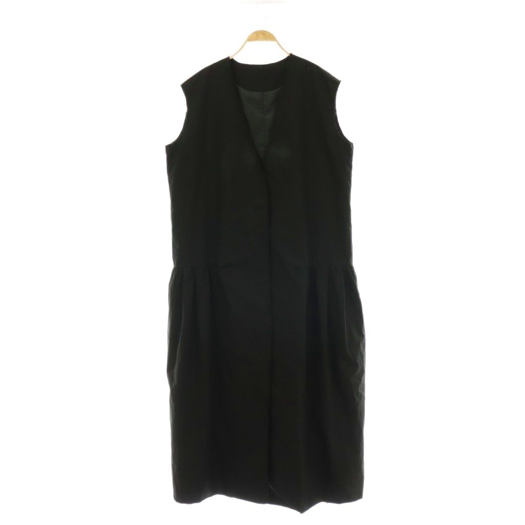 シティショップ CITYSHOP 25SS SIDE GATHER DRESS ワンピース シャツワンピース ロング ノースリーブ カットオフ 38 黒 ブラック /HS ■OS