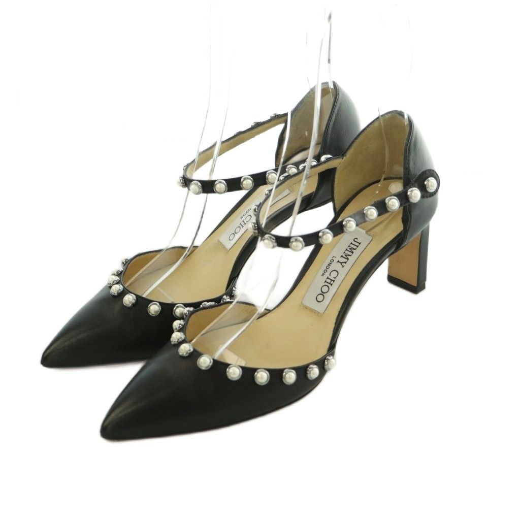 ジミーチュウ JIMMY CHOO パンプス ポインテッドトゥ パール装飾 36 23.0cm 黒 ブラック /MI ■OS