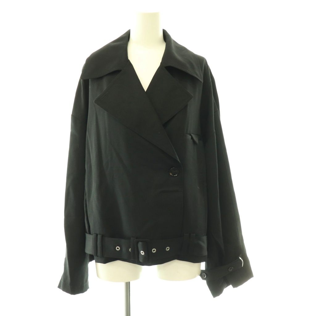 3.1 フィリップリム 3.1 phillip lim ウール ダブルブレスト ショートジャケット テーラード ベルト付き XS ブラック /CX ■OS 12,243円
