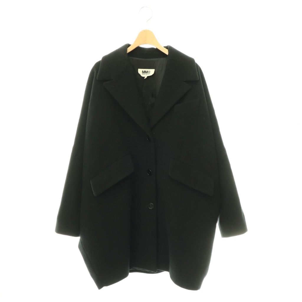 マルタンマルジェラ Martin Margiela MM6 オーバーサイズコクーンコート ロング 36 ブラック /HK ■OS ■SH