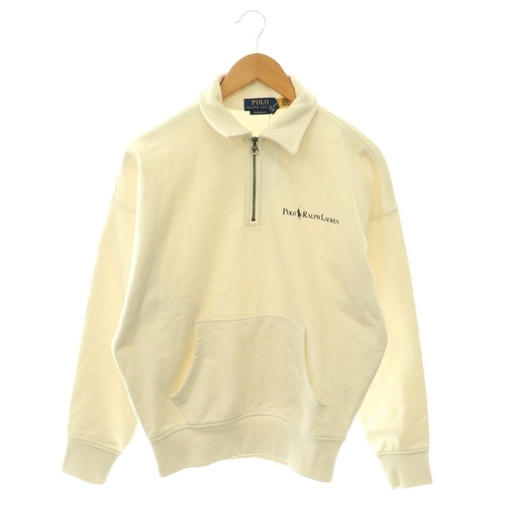 ポロ ラルフローレン POLO RALPH LAUREN リラックスド フィット ロゴ カラード スウェット ハーフジップ XS オフホワイト /HK ■OS