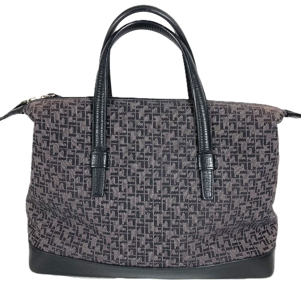 LOEWE ロエベ ハンドバッグ 総柄 ロゴ レザー/キャンバス ブラック 