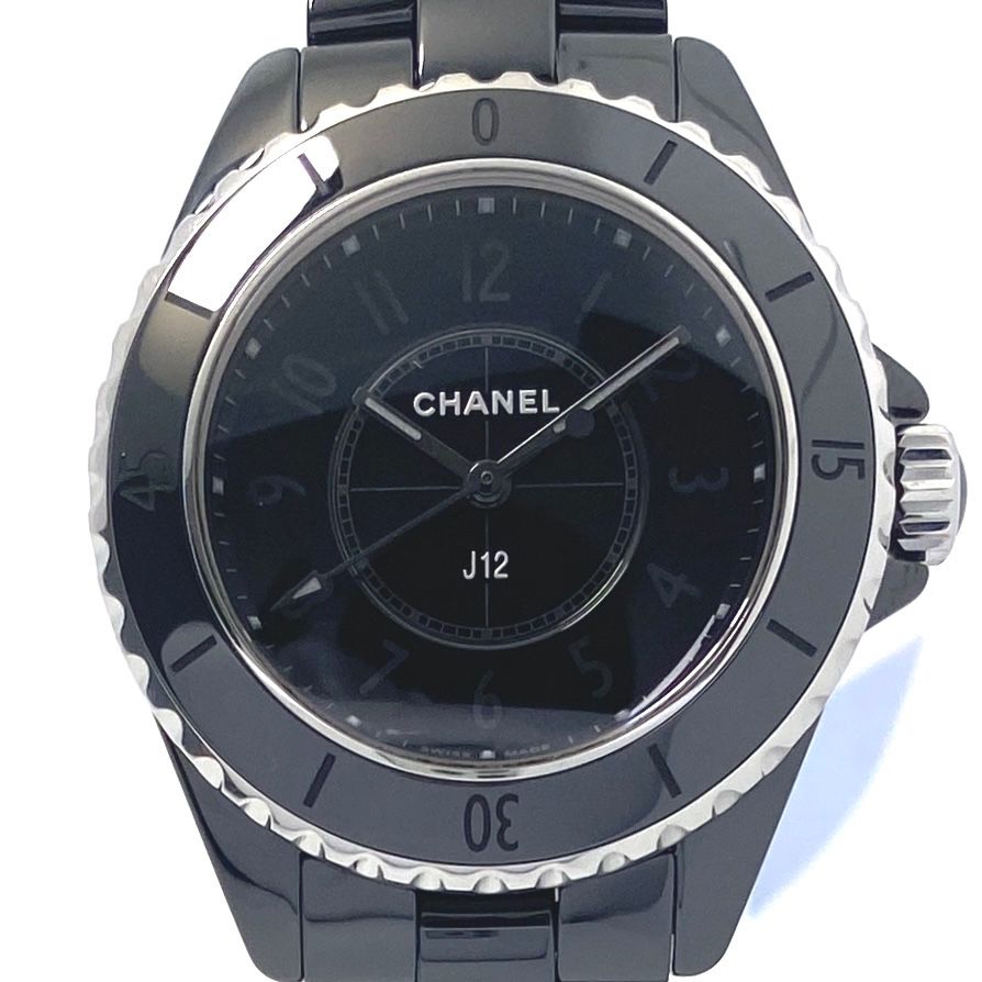 【美品・希少】腕時計 レディース ボーイズ シャネル CHANEL J12 ファントム H6346 世界限定1,200本 クォーツ 黒 ステンレス/セラミック ブラックアウトデザイン
