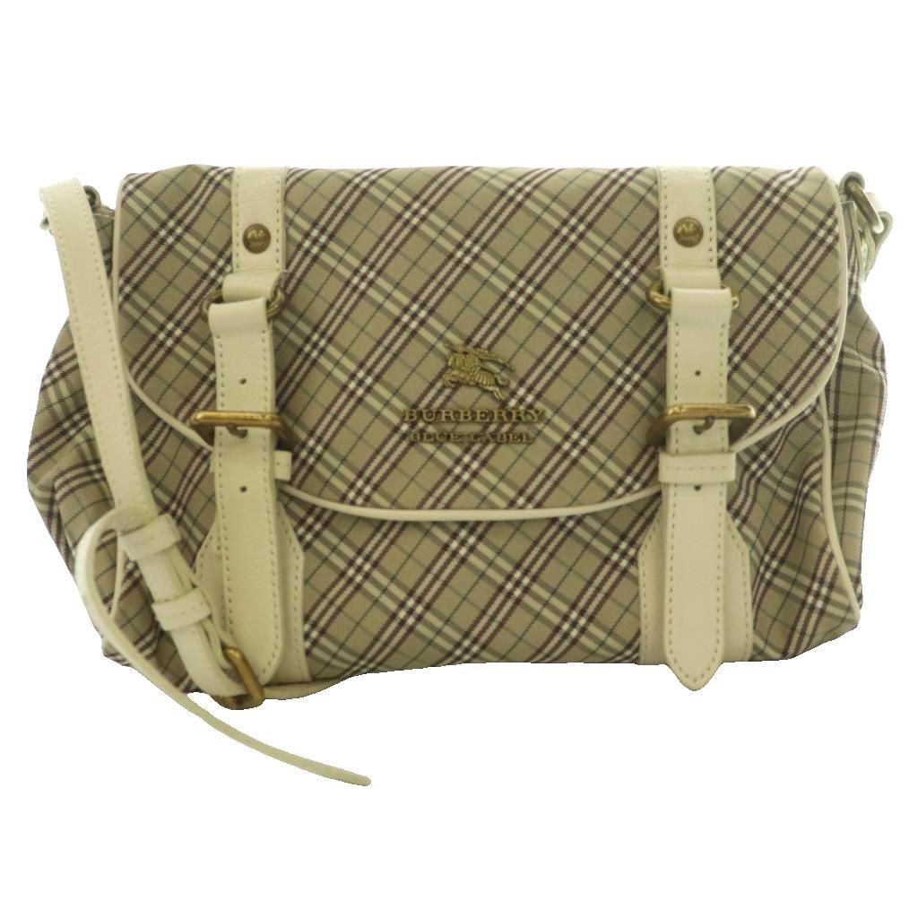 バーバリーブルーレーベル BURBERRY BLUE LABEL ノバチェック柄ショルダーバッグ キャンバス レザー マルチカラー ベージュ ボルドー /SS ■OS