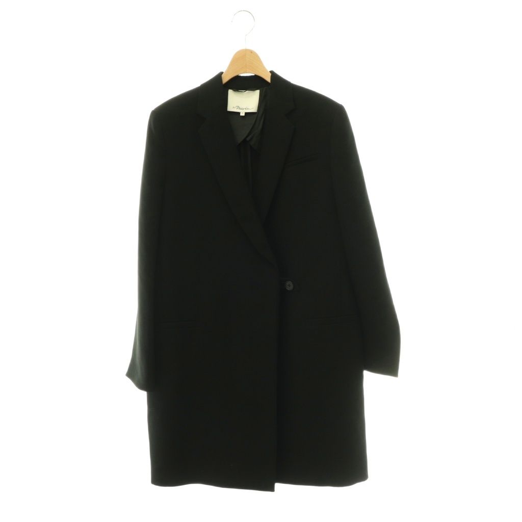 3.1 フィリップリム 3.1 phillip lim OVERSIZED GRANDPA COAT コート チェスター ロング 背抜き 0 ブラック /DO ■OS