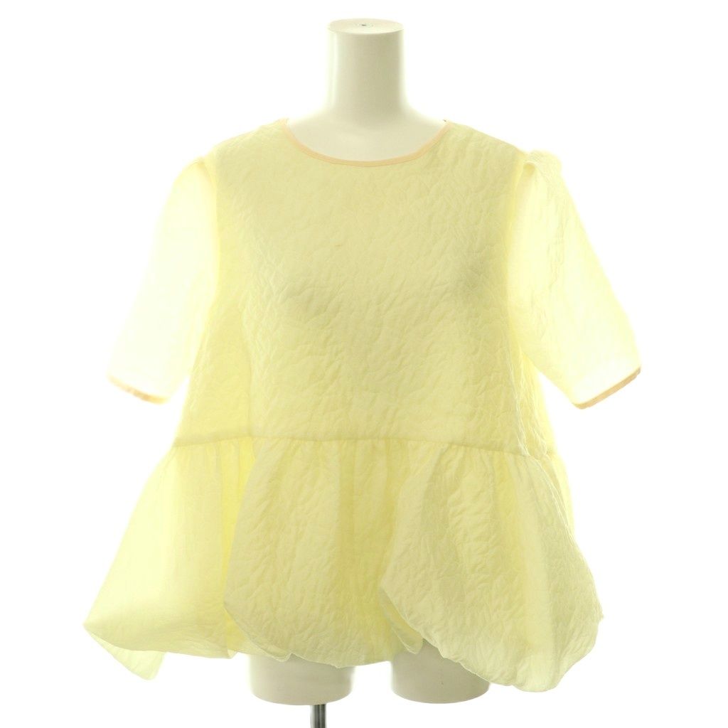 ブルレア Bluelea Silky jacquard balloon tops トップス カットソー 半袖 F イエロー /HK ■OS