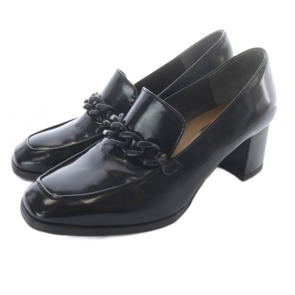 マッキントッシュ ロンドン MACKINTOSH LONDON チェーンモチーフローファーパンプス 23.5cm 黒