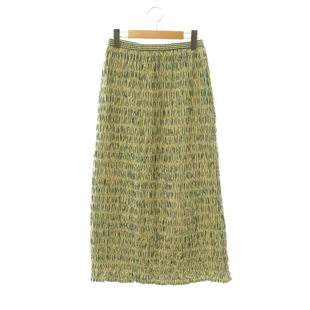ヌキテパ NE QUITTEZ PAS! Cotton Poplin Shirring Skirt タイトスカート シャーリング S ベージュ ダークグリーン /ES ■OS ■SH