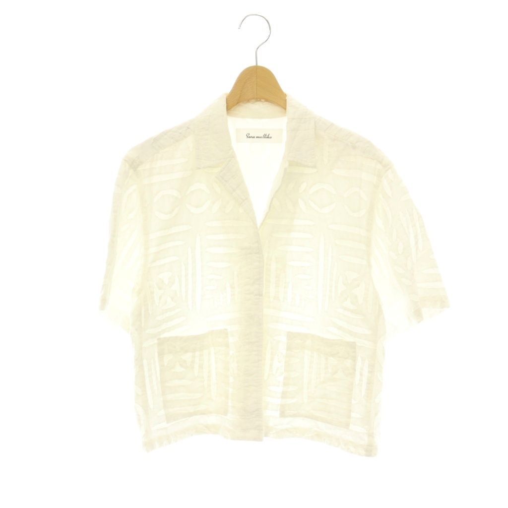 サラマリカ Saramallika 25SS Cotton Applique Cutwork Top シャツ 半袖 前開き 総柄 ホワイト /DO ■OS ■SH