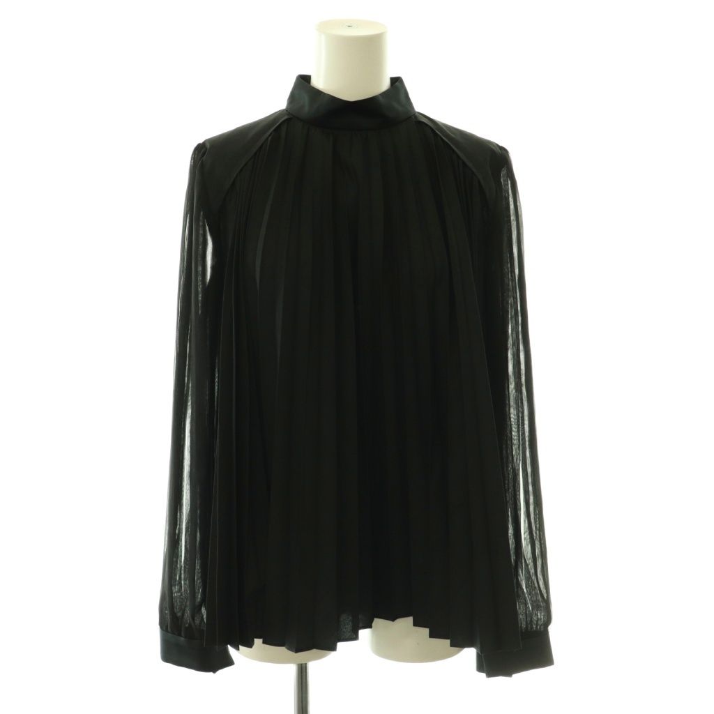 サカイ sacai 23-06825 ハイネックプリーツブラウス 長袖 1 ブラック /HK ■OS ■SH