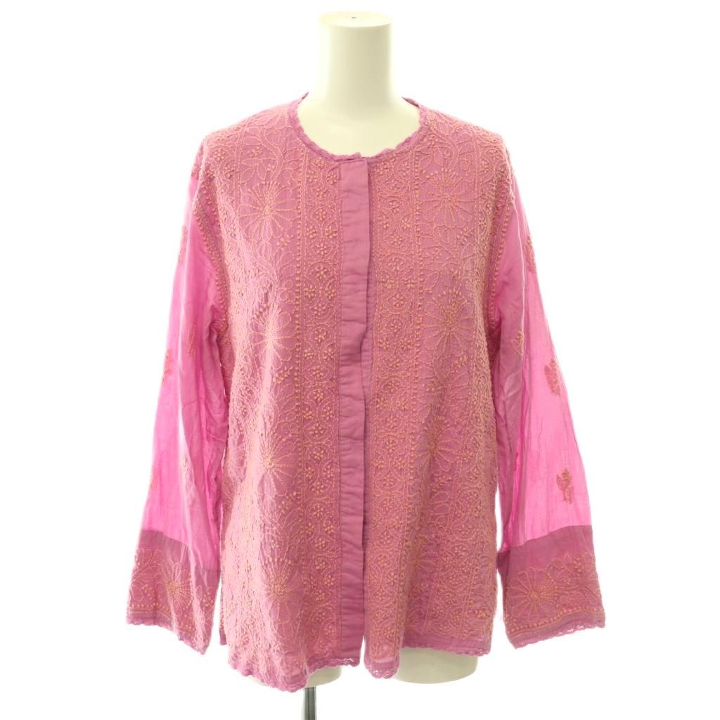 ヌキテパ NE QUITTEZ PAS! Cotton Voile Lucknow EMB Top シャツ ブラウス 刺繍 長袖 ピンク /HK ■OS ■SH