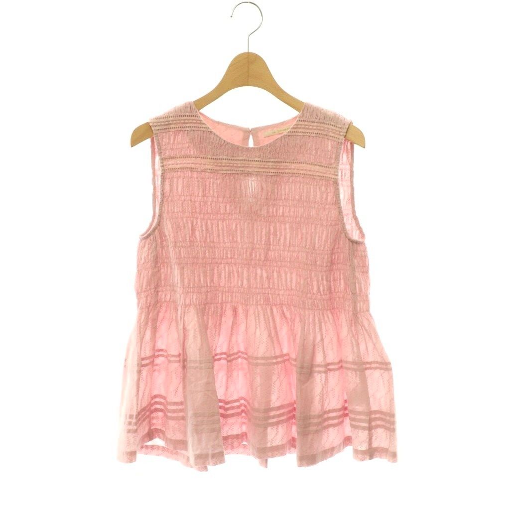 ヌキテパ NE QUITTEZ PAS! COTTON DABBY SLEEVELESS ノースリーブブラウス プルオーバー ギャザー フレア ピンク/CX ■OS ■SH