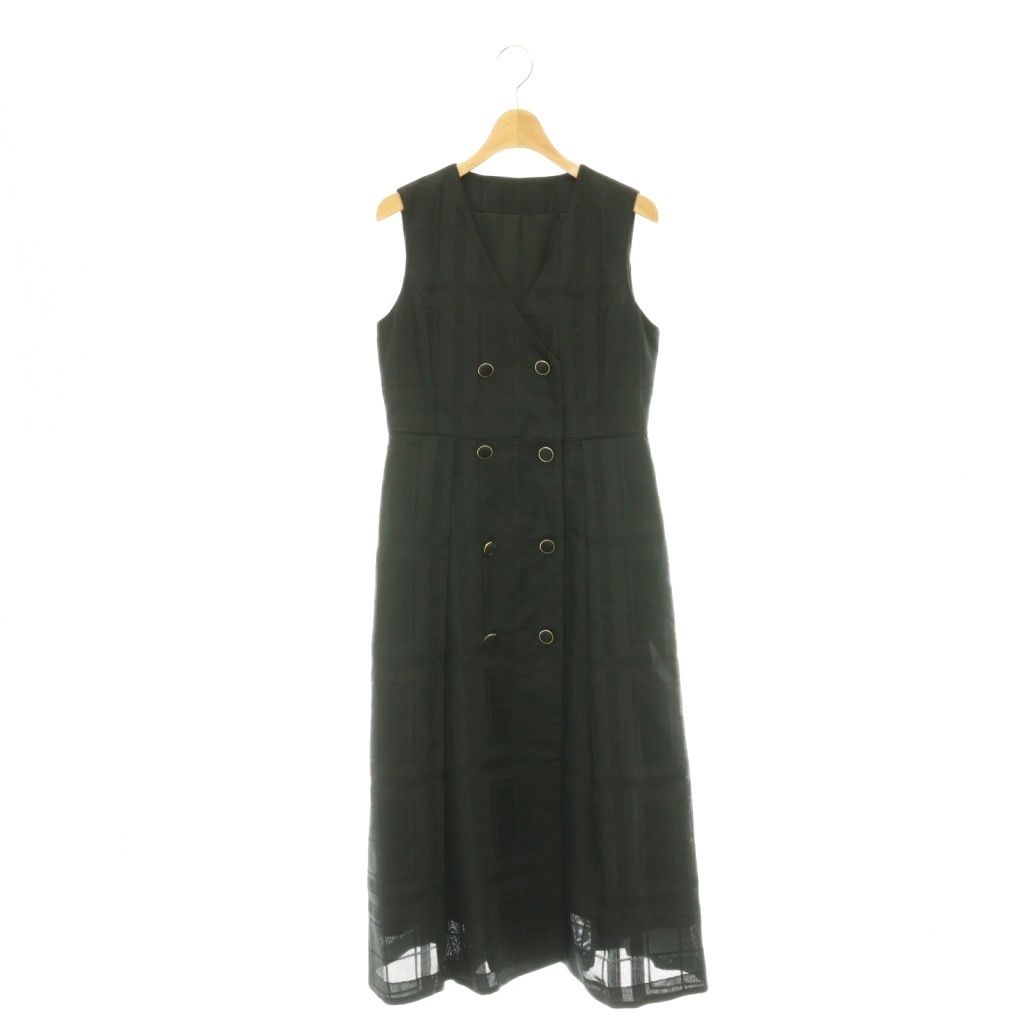 グレースコンチネンタル GRACE CONTINENTAL 25AW シャドーチェックワンピース ロング ノースリーブ 36 ブラック /DO ■OS ■SH