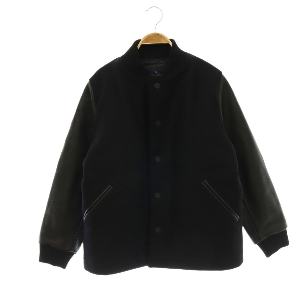 ブルックスブラザーズ BROOKS BROTHERS IENA別注 スタジャン ブルゾン カウレザー S 紺 ネイビー 黒 ブラック /CX ■OS