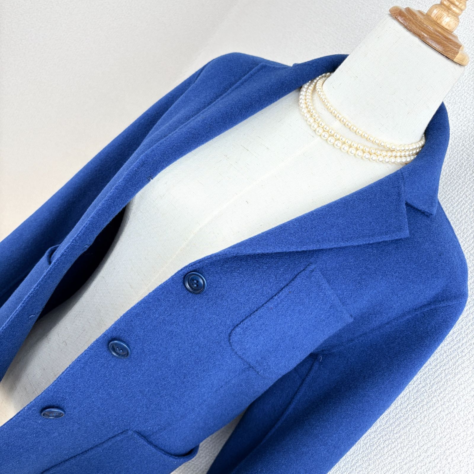 42 WEEKEND MaxMara 息を呑む極上ロイヤルブルー クチートアマーノ ジャケット セレブ御用達 ダブルフェイス 1枚仕立て しつけ系あり