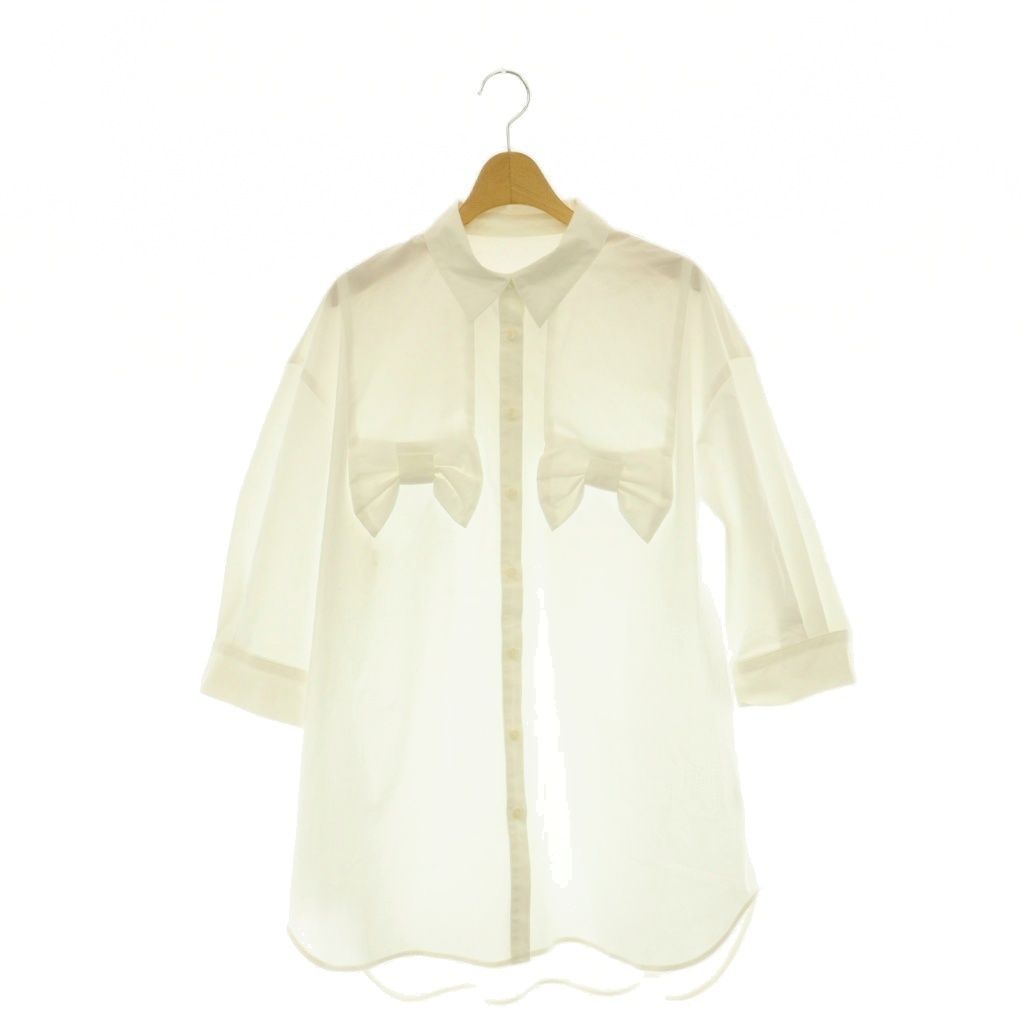 ヤンミ YANMI RIBBON DETAIL SHIRT シャツ ブラウス オーバーサイズ 1 白 /CX ■OS ■SH