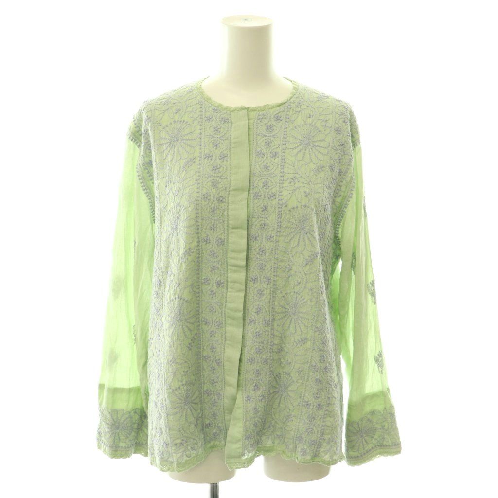 ヌキテパ NE QUITTEZ PAS! Cotton Voile Lucknow EMB Top シャツ ブラウス 刺繍 長袖 ライトグリーン /HK ■OS ■SH